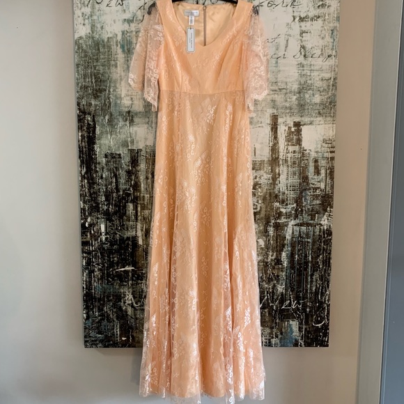 SOLD Donna Morgan Apricot Lace Maxi Gown Sz 2 NWT - Picture 12 of 15